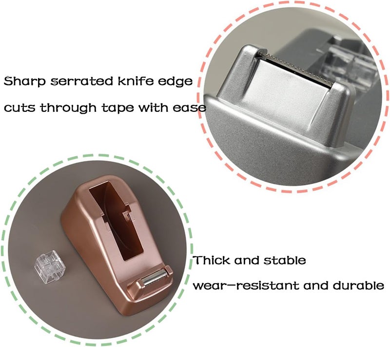 LASUND Basics Desktop Tape Dispenser, Office Desk Tape Dispenser, Heavy Duty Desk Accessories Office Tape Dispensers, Weighted Non-Skid Base,Ideal for Home, Office, School, or Business (Space Silver) - Image 3